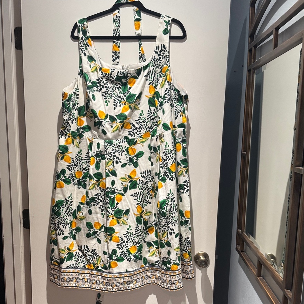 Dressbarn Citrus Print Mini Dress - White, Yellow, Green